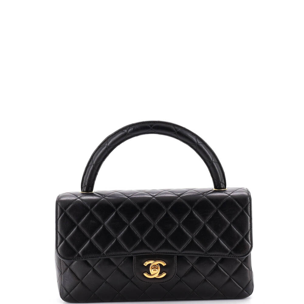Chanel Medium Vintage Twin Top Handle Flap Bag Quilted Lambskin